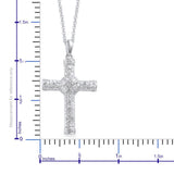 Platinum over Sterling Silver White Diamond Cross Pendant with 18" Chain