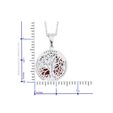 Stainless Steel Tree of Life with Simulated Ruby Loose Stones Pendant & Chain (18 in)