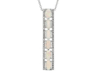 Rhodium over Sterling Silver Ethiopian Opal Bar Pendant and 18" Chain