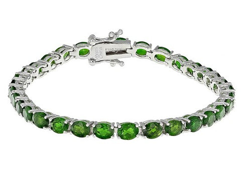 Sterling Silver Russian 12cts Chrome Diopside Tennis Line Bracelet (7.00 in)