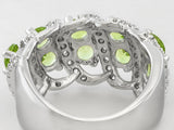 Rhodium Sterling Silver PERIDOT & ZIRCON Cluster Style Ring (Size 5 Only)