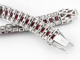 Rhodium over Sterling Silver Oval RUBY Line Tennis Bracelet (7 in)