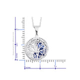 Stainless Steel Tree of Life with Simulated Sapphire Loose Stones Pendant & Chain (18 in)