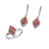Platinum over Sterling Silver Orange SAPPHIRE Ring and Earring Set