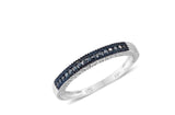 Decorative Platinum Sterling Silver Channel Set BLUE DIAMOND Band Ring