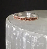 14K Rose Gold Sterling Silver Channel Set Amber Red Diamond Band Ring