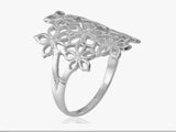 Sterling Silver Openwork Flower Ring (3.46 g)