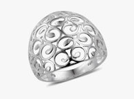 Sterling Silver Openwork Scroll Filigree Style Ring (3.6 g)
