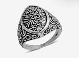 Sterling Silver Filigree Floral Style Ring (5.1 g)