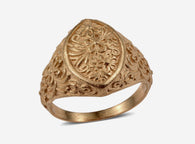 14K Yellow Gold over Sterling Silver Filigree Floral Style Ring (5 g)