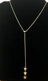 14K Yellow Gold/Sterling Silver CZ Diamond Stars Adjustable "Y" Necklace 24 in