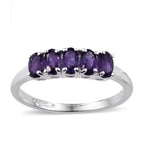 Sterling Silver African AMETHYST Oval Shaped 5 Gemstone Ring (size 5)