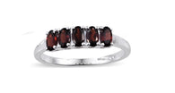 Sterling Silver Mozambique GARNET Oval Shaped 5 Gemstone Ring (size 5)