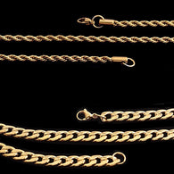 ION Yellow Gold Stainless Steel Enlarged CURB & ROPE Chain SET (24 in) Unisex