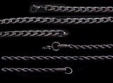 SET of 2 Black Rhodium Stainless Steel Enlarged CURB & ROPE Chain 24" Unisex