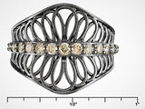 UNIQUE Black Rhodium/Sterling .50 ct. Champagne DIAMOND Open Design Ring (7 only)