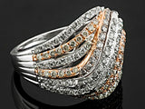 10K White GOLD & Rose 1.50 ct. White DIAMOND Crossover Ring (Size 7)