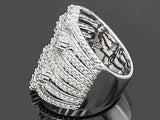 Rhodium over Sterling Silver CZ Cubic Zirconia Floral Design Ring