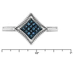 Rhodium/Sterling Silver Blue DIAMOND Set of Earrings, Pendant, Chain and Ring (size 6)