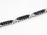 Rhodium/Sterling Silver " X " 1.50 ct Blue Diamond Bracelet (7.50 in)