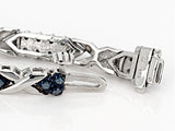 Rhodium/Sterling Silver " X " 1.50 ct Blue Diamond Bracelet (7.50 in)
