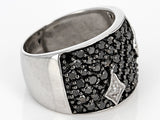 Rhodium over Sterling Silver Black & White Diamond Luxury Band Ring