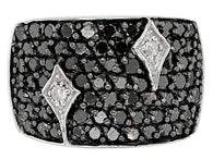 Rhodium over Sterling Silver Black & White Diamond Luxury Band Ring