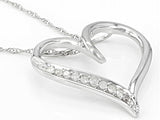 Rhodium over Sterling Silver white DIAMOND Heart Pendant & 18" Chain