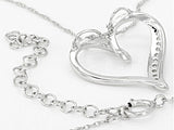 Rhodium over Sterling Silver white DIAMOND Heart Pendant & 18" Chain