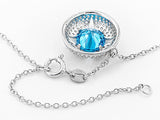 Rhoduim/Sterling Silver Art Deco Blue/White CZ Diamond Simulant Pendant and Chain