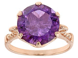 18K Rose Gold/Sterling Silver 5 ct. round Brazilian AMETHYST Solitaire Ring