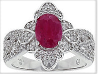 Rhoduim over Sterling Silver 1.82ct Burmese RUBY Antique Style Ring