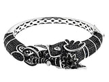 Black Rhodium/Sterling Silver BLACK SPINEL Elephant Cuff Bangle Bracelet (6.5 in)