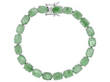 Rhodium/Sterling Silver 24cts. Oval EMERALD Line Tennis Bracelet (7.25 in)