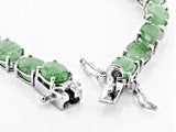 Rhodium/Sterling Silver 24cts. Oval EMERALD Line Tennis Bracelet (7.25 in)