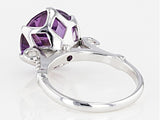 Rhodium over Sterling Silver 5 ct. round Brazilian AMETHYST Solitaire Ring