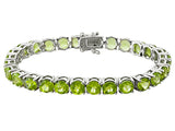 Rhodium/Sterling Silver 27cts. Vibrant Green PERIDOT Tennis Bracelet (Size 7.25")