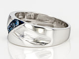 Rhodium/Sterling Silver Channel Set Blue DIAMOND Band Ring Unisex