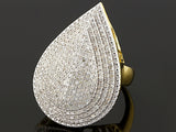 14K Yellow Gold over Sterling Silver 1ct White DIAMOND Pave Cluster Ring (size 5)