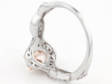 Rhodium over Sterling Silver 1.0 ct. Pink MORGANITE & ZIRCON Twisted Halo Ring