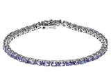 Rhodium over Sterling Silver Oval 5.5 & 6.2 cts. Tanzanite Line Tennis Bracelet