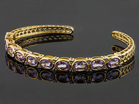 14K Yellow Gold over Sterling Silver 7cts AMETHYST Cuff Bangle Bracelet (7 in)