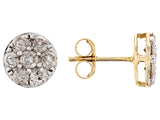 10K Yellow Gold 1ct Pale Champagne DIAMOND Cluster Stud Earrings