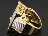 14K Yellow Gold over Sterling Silver .60 ct White DIAMOND Pave Cluster Ring (size 5)