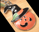 HALLOWEEN - AUSTRIAN CRYSTAL & ENAMEL JACK O'LANTERN IN WITCHES HAT NECKLACE