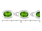 Sterling Silver Bezel Set Green Russian Chrome Diopside Line Bracelet (8.00")