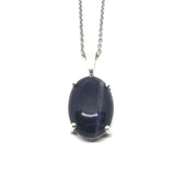 Sterling Silver Blue Sodalite Stone Pendant with Stainless Steel 20" Chain