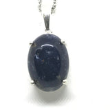 Sterling Silver Blue Sodalite Stone Pendant with Stainless Steel 20" Chain
