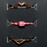 COACH - Rose Gold Plated 3 Piece Pink Heart & Coach Logo Ring Set