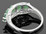 Rhodium over Sterling Silver 5 Stone EMERALD and White Zircon Ring